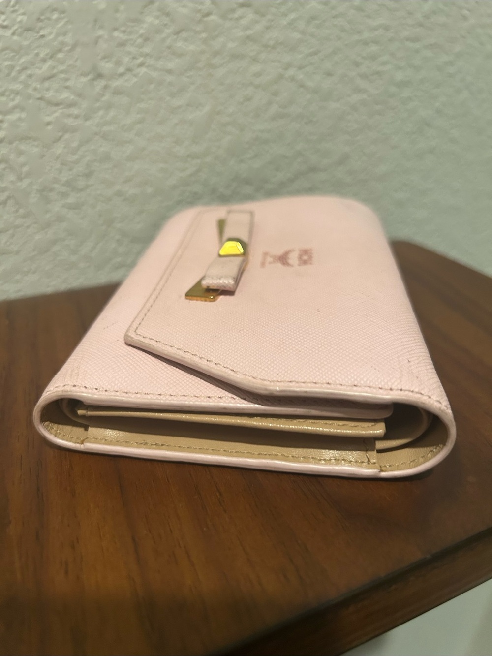 MCM Pink Leather Bow Trifold Wallet - Picture 3 of 13